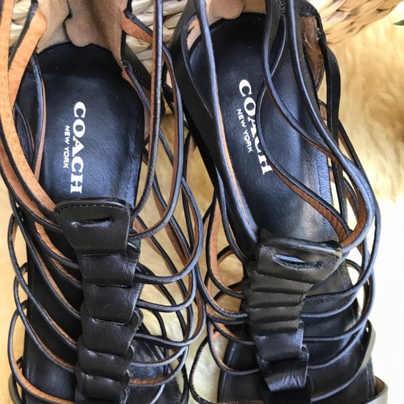 Coach Snake Skin Leather Strappy Heels Size 6 B - Picture 7 of 7